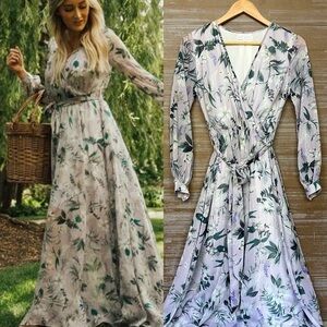 Ivy City Co. Lavender Fields Maxi Dress Floral Boho Modest Western Womens XS